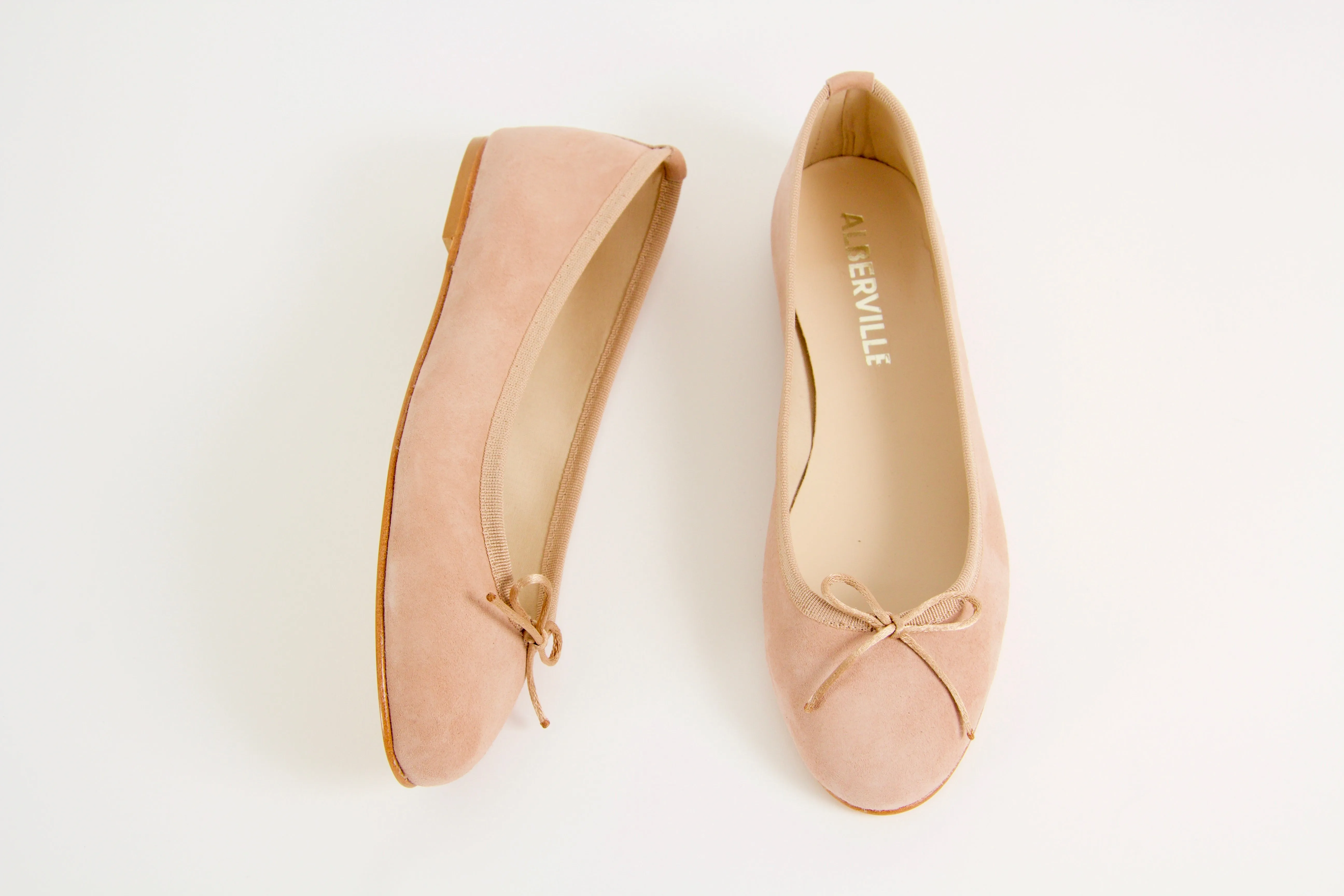 Vanessa Nude Suede Ballerina Shoes