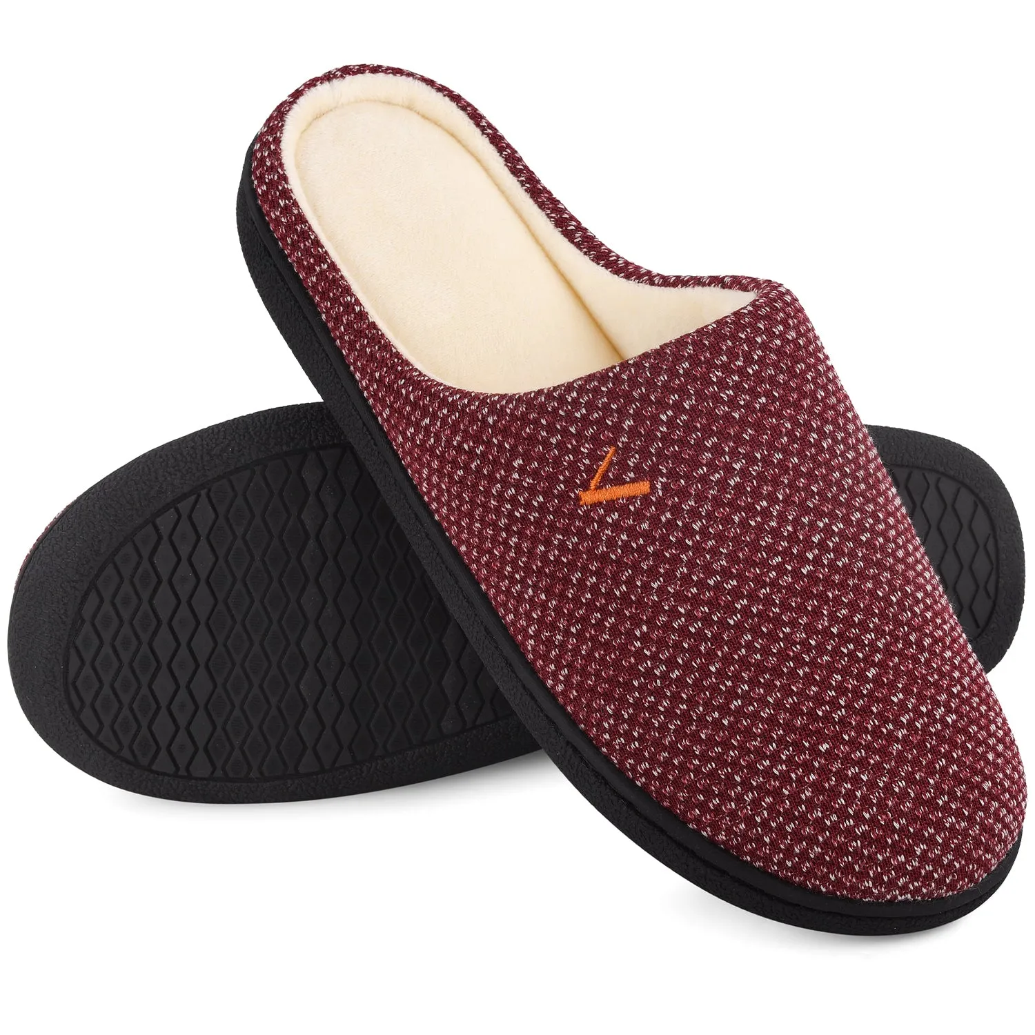 VONMAY Women's Slippers Two-Tone Cozy House Shoes Open Back Memory Foam Slippers Indoor Outdoor
