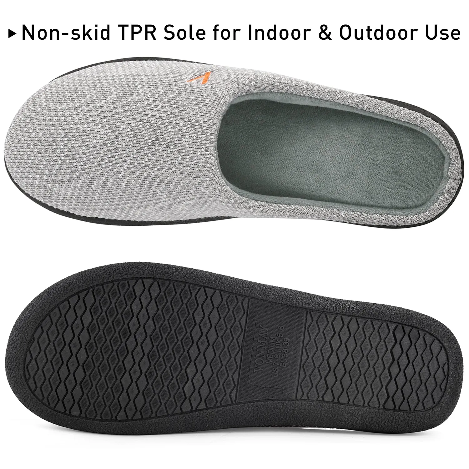 VONMAY Women's Slippers Two-Tone Cozy House Shoes Open Back Memory Foam Slippers Indoor Outdoor