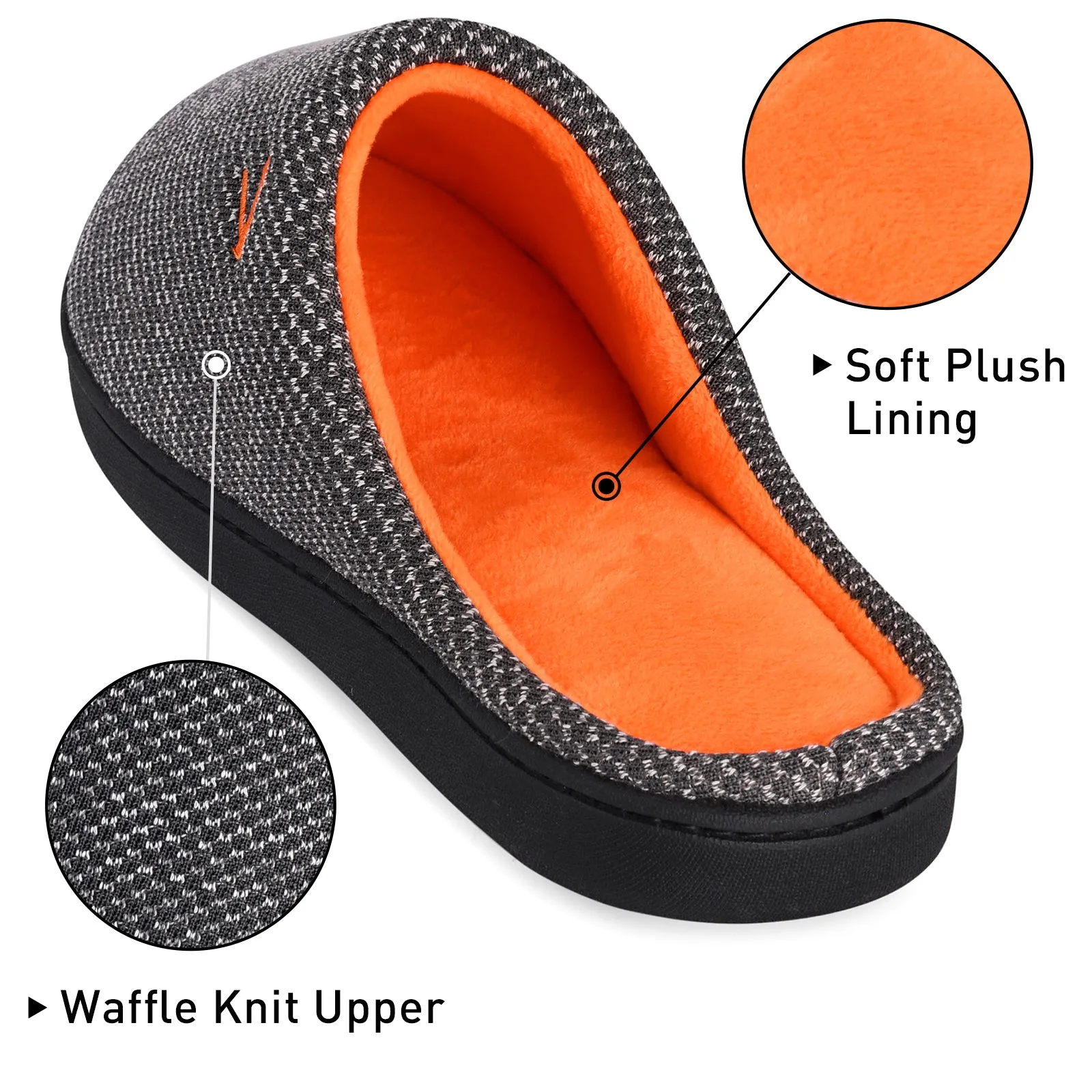 VONMAY Women's Slippers Two-Tone Cozy House Shoes Open Back Memory Foam Slippers Indoor Outdoor