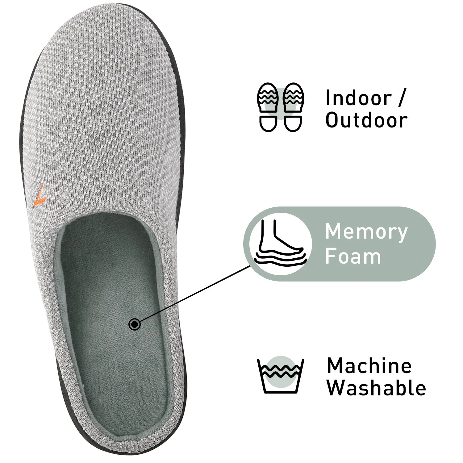 VONMAY Women's Slippers Two-Tone Cozy House Shoes Open Back Memory Foam Slippers Indoor Outdoor