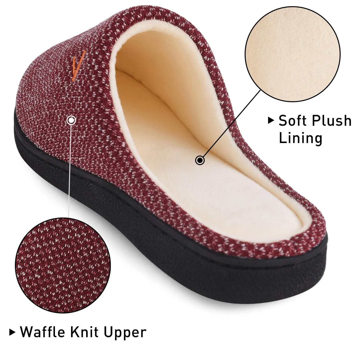 VONMAY Women's Slippers Two-Tone Cozy House Shoes Open Back Memory Foam Slippers Indoor Outdoor