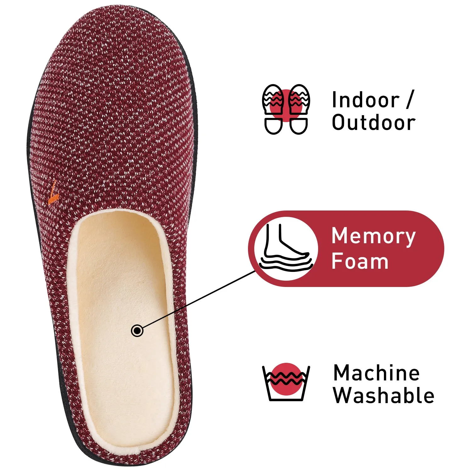 VONMAY Women's Slippers Two-Tone Cozy House Shoes Open Back Memory Foam Slippers Indoor Outdoor