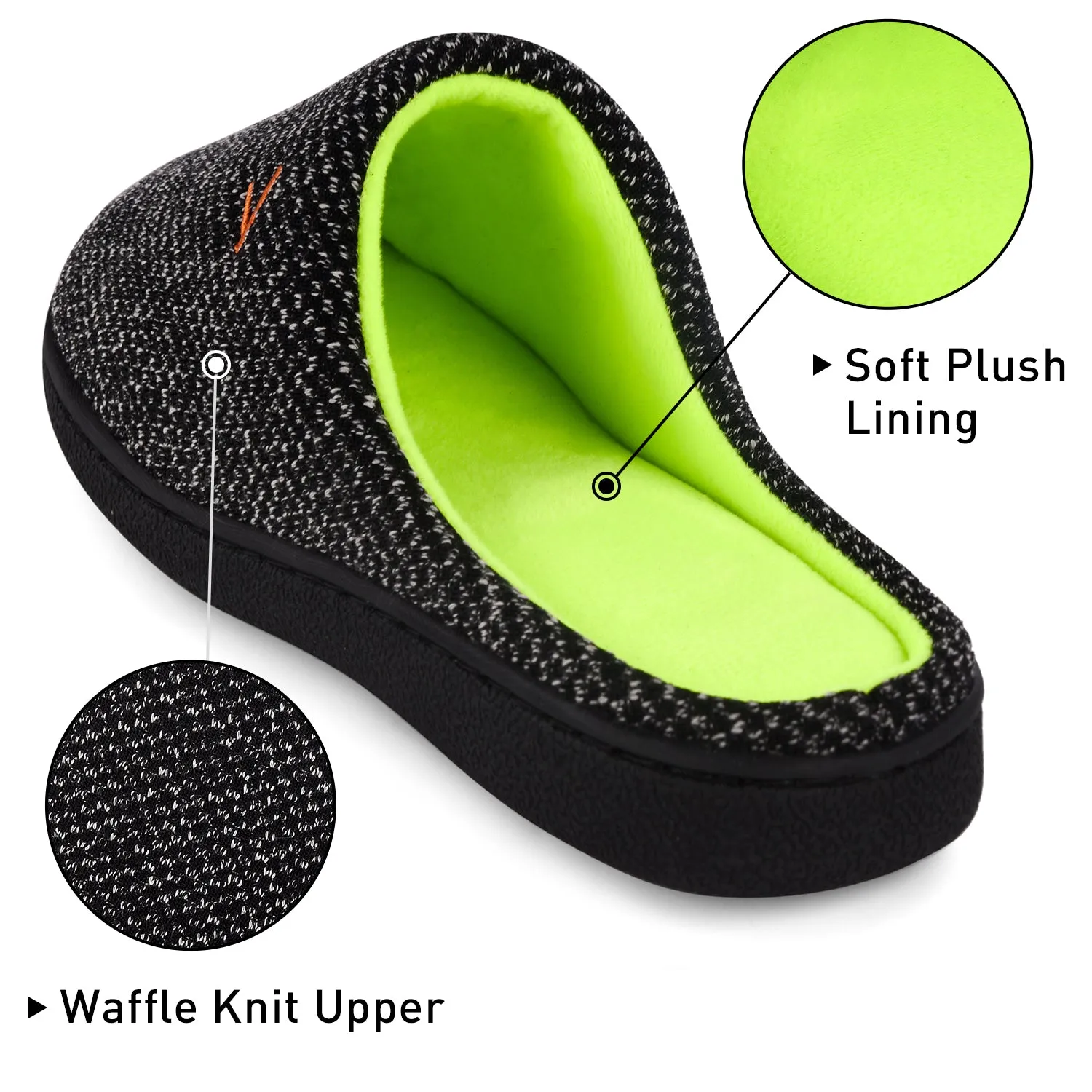 VONMAY Women's Slippers Two-Tone Cozy House Shoes Open Back Memory Foam Slippers Indoor Outdoor