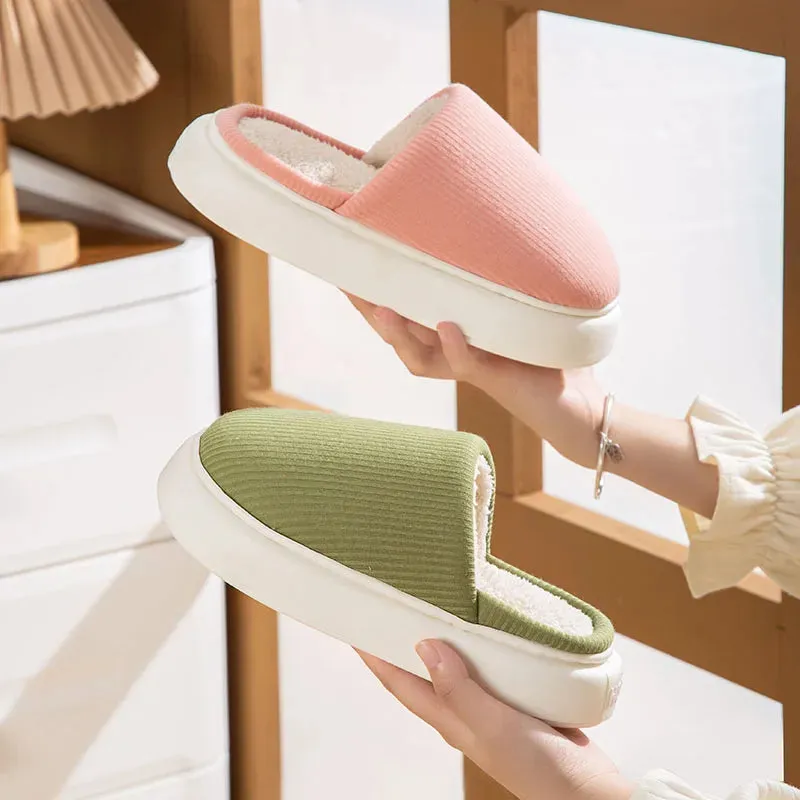Winter Warm Thick Sole Cotton Slippers - Unissex