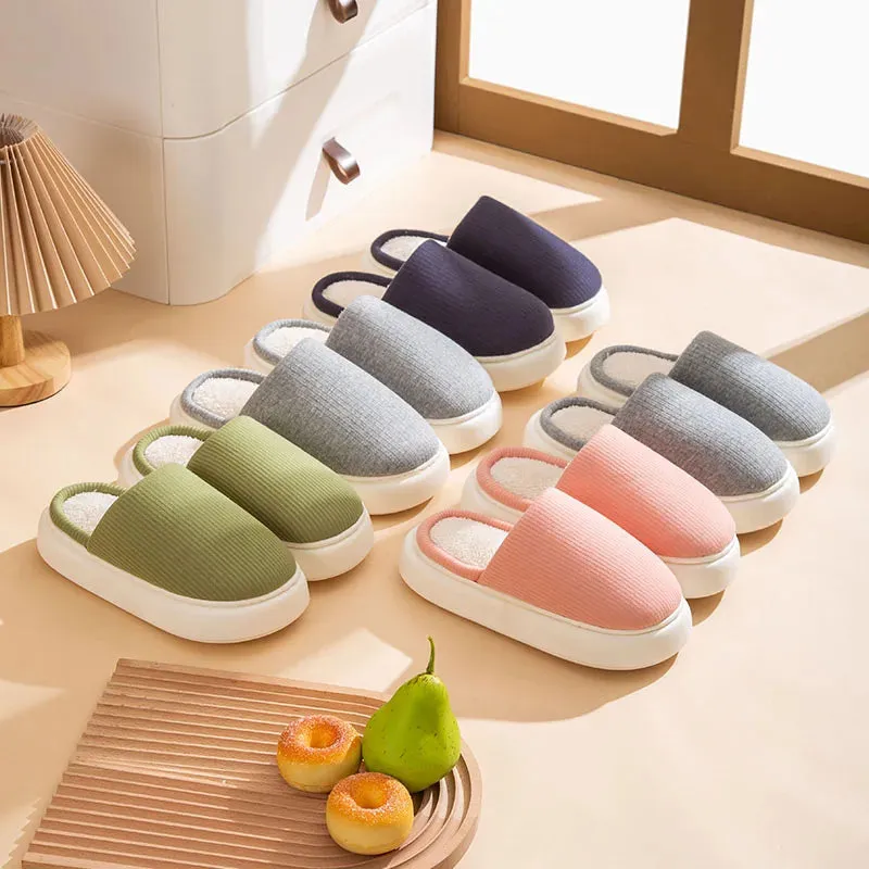 Winter Warm Thick Sole Cotton Slippers - Unissex