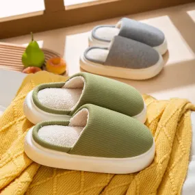 Winter Warm Thick Sole Cotton Slippers - Unissex