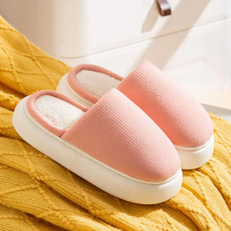 Winter Warm Thick Sole Cotton Slippers - Unissex