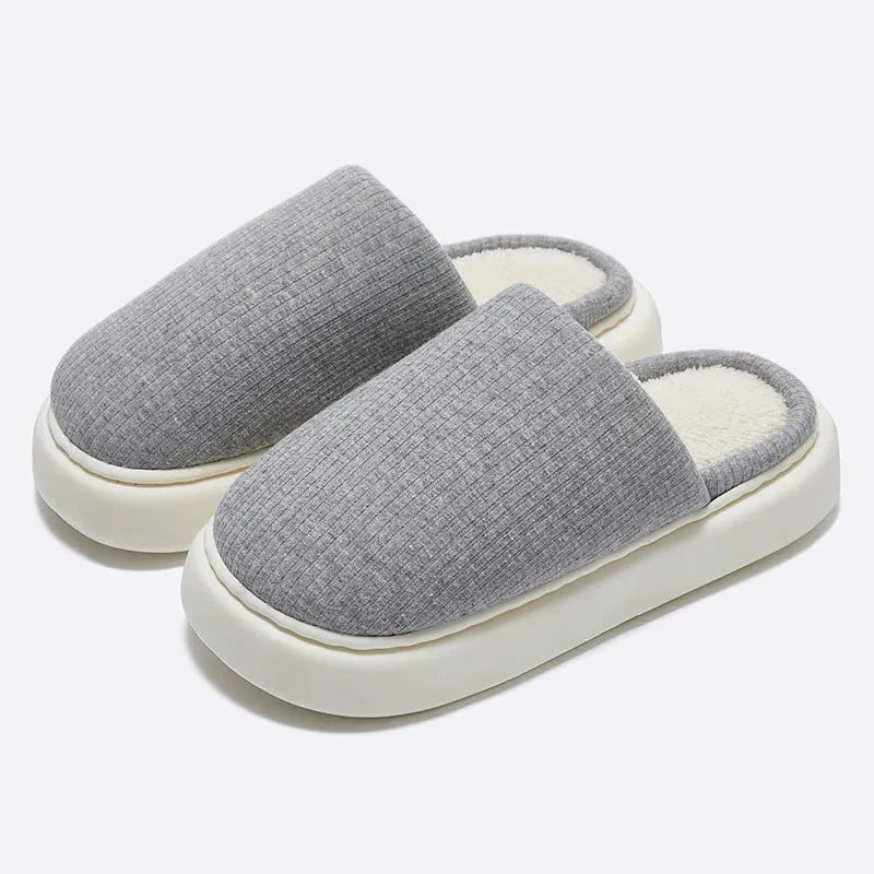 Winter Warm Thick Sole Cotton Slippers - Unissex