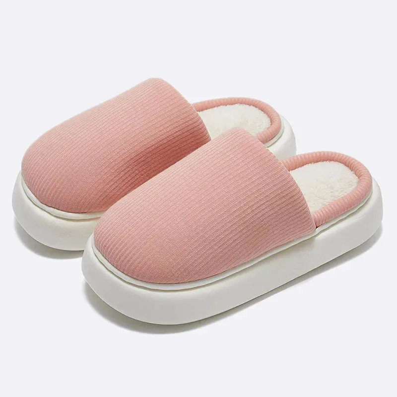 Winter Warm Thick Sole Cotton Slippers - Unissex