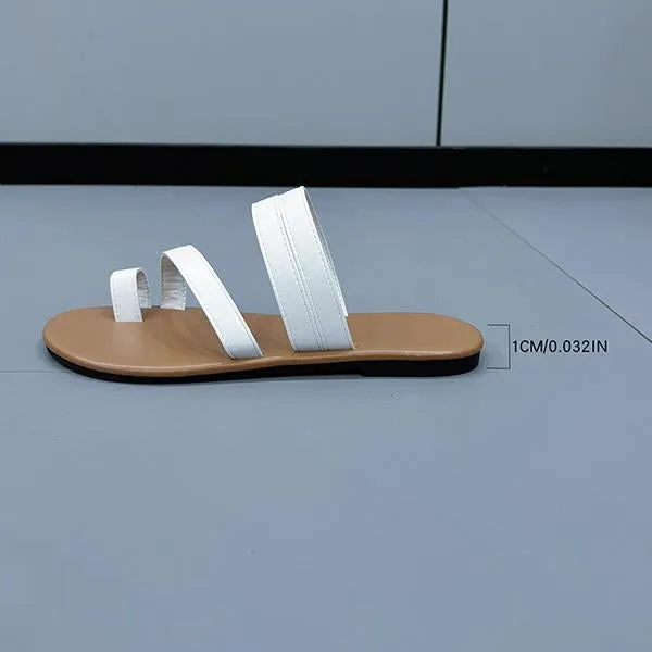 Women's Casual Toe Ring Flat Beach Slippers 80707210S