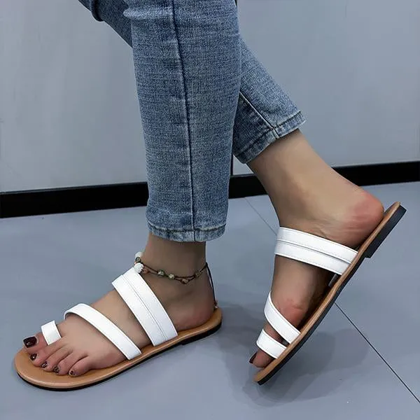 Women's Casual Toe Ring Flat Beach Slippers 80707210S