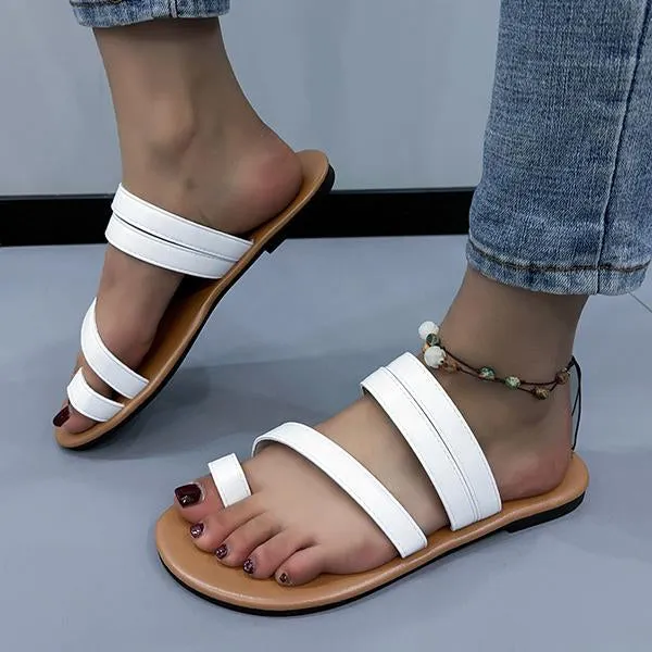 Women's Casual Toe Ring Flat Beach Slippers 80707210S