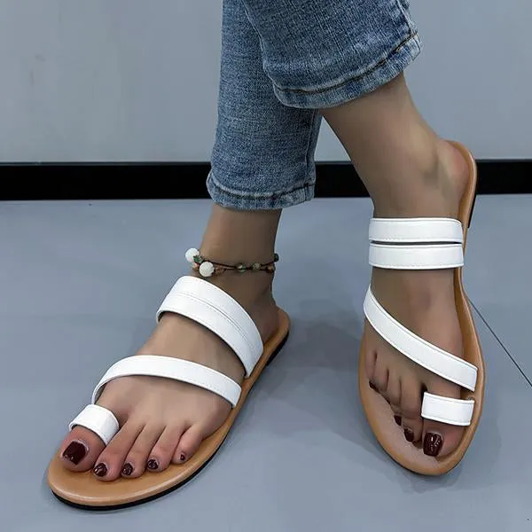 Women's Casual Toe Ring Flat Beach Slippers 80707210S