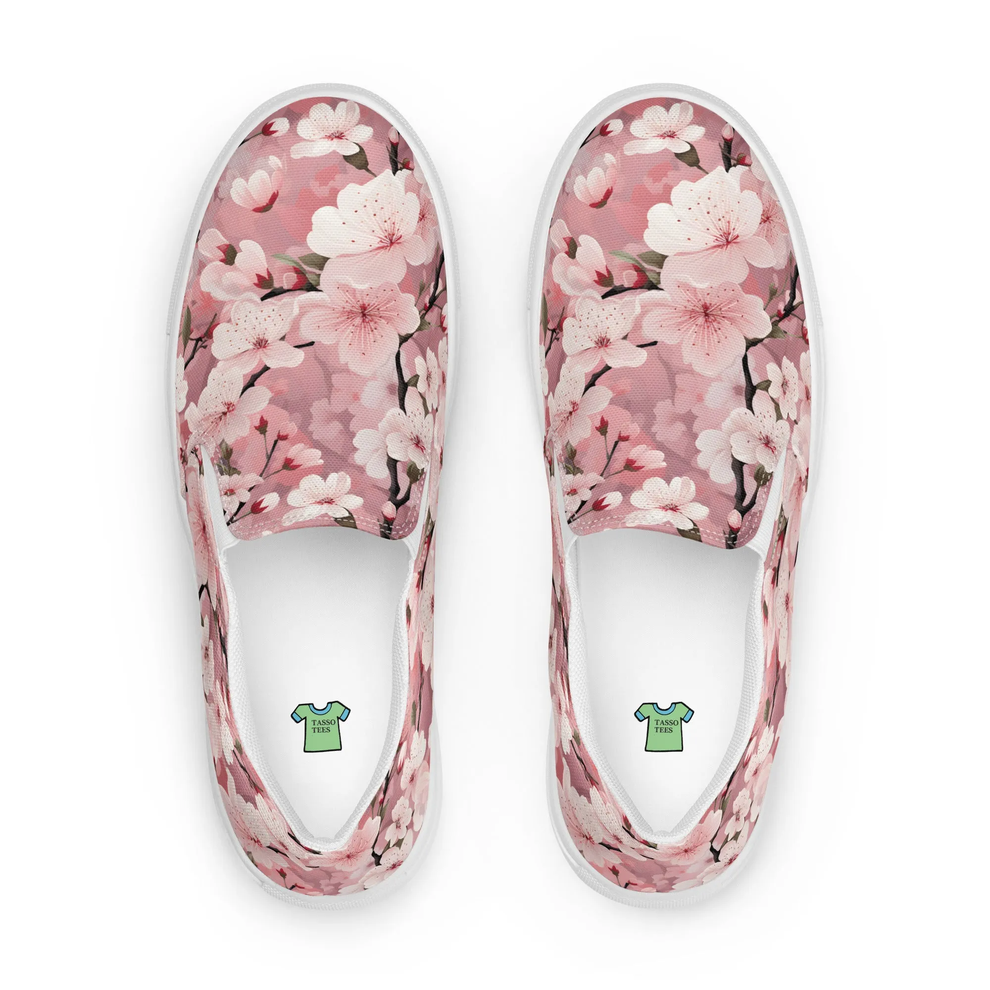 Women’s Cherry Blossoms Print slip-on canvas shoes, Floral Design Summer Shoes