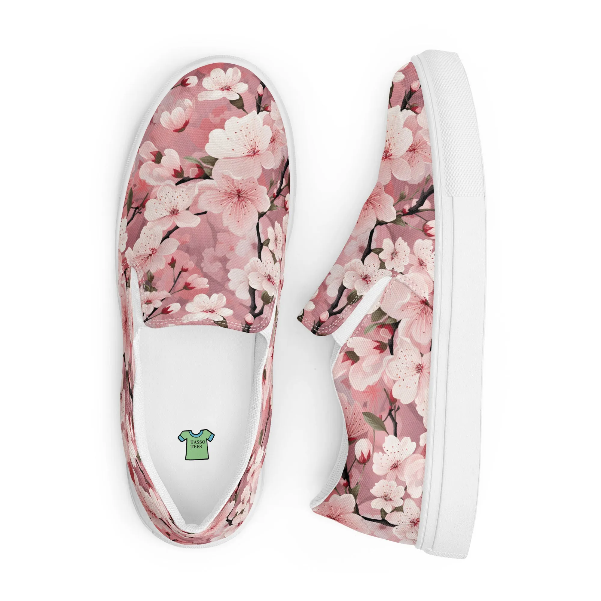 Women’s Cherry Blossoms Print slip-on canvas shoes, Floral Design Summer Shoes