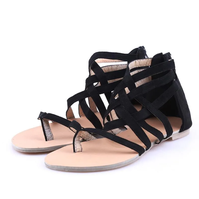 Women’s Criss Cross Flat Roman Sandals with Closed Heel