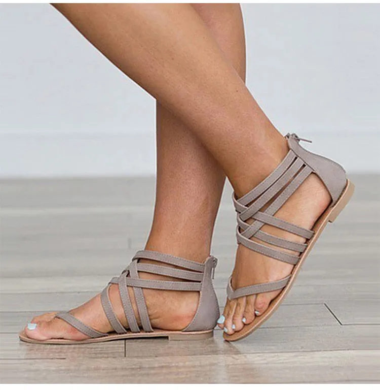 Women’s Criss Cross Flat Roman Sandals with Closed Heel